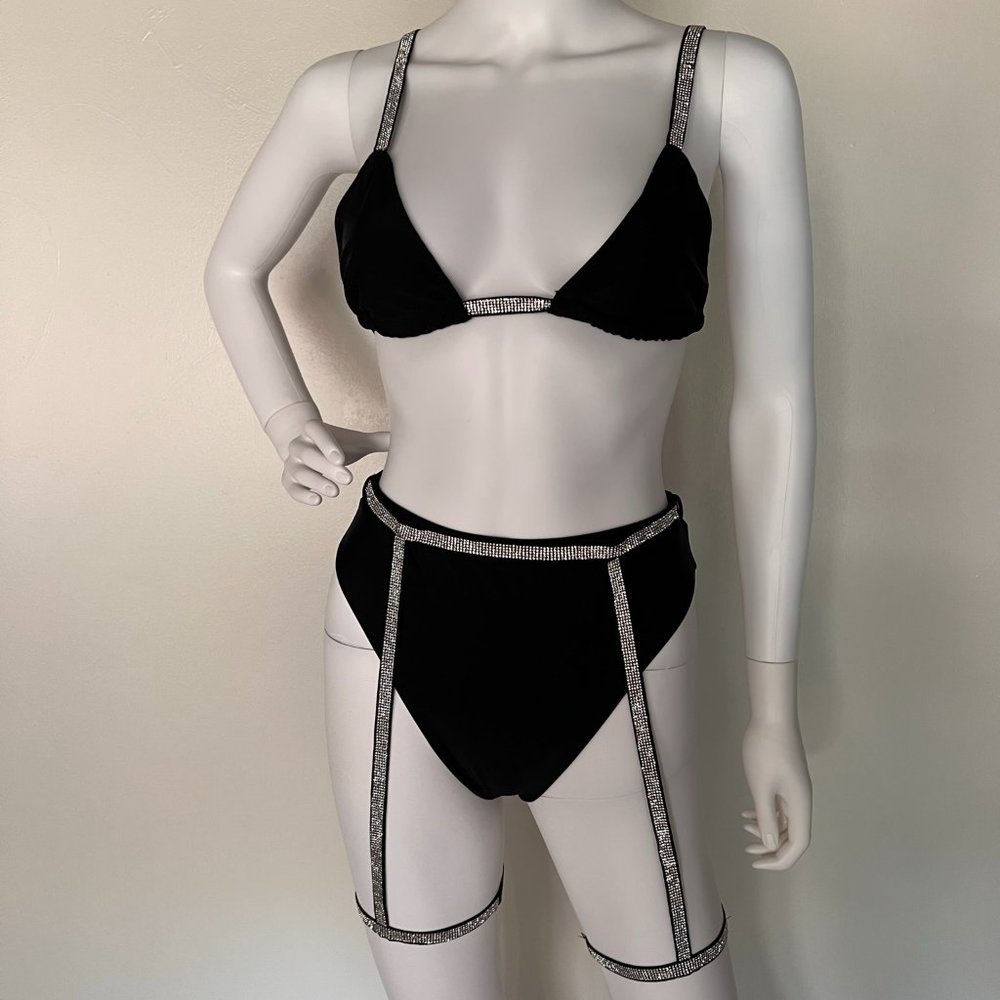 diamond thigh high bikini set